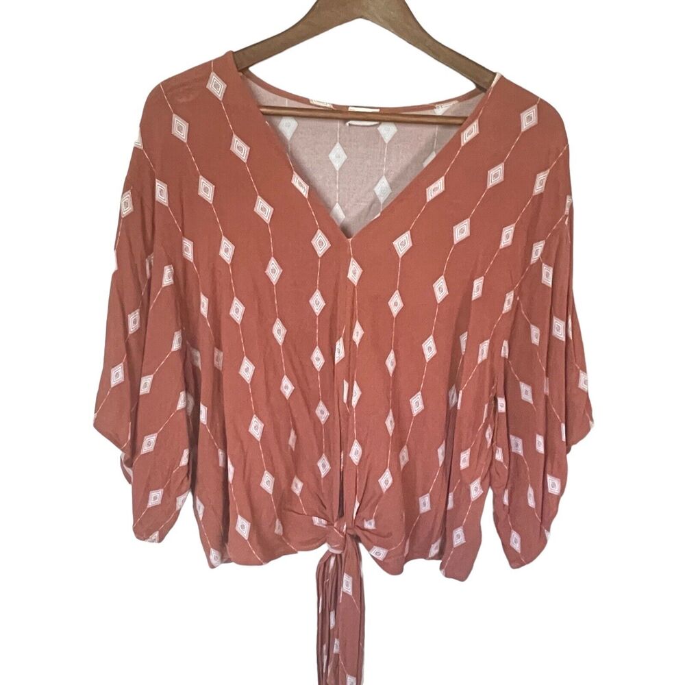 By Together Collection Tie Front Top Womens Size SMALL Made in USA Oversized